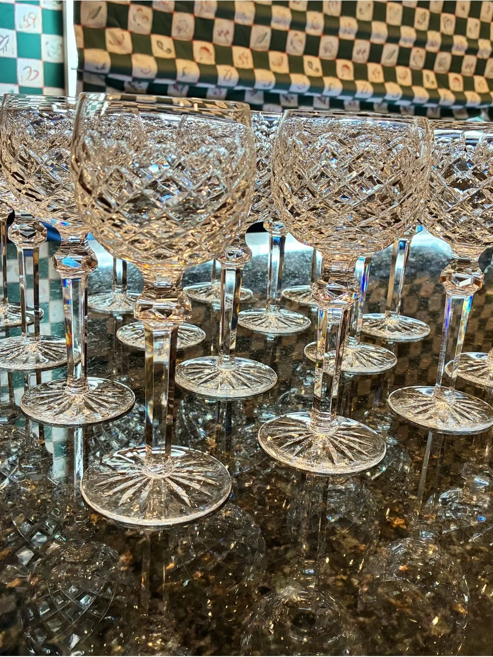 15 Waterford “Powerscourt” Hock Wine glasses, $50. each